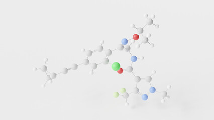 pyrapropoyne molecule 3d, molecular structure, ball and stick model, structural chemical formula fungicide