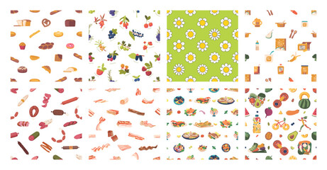 Delightful Seamless Pattern Featuring An Appetizing Array Of Foods, Woven Together To Create Mouthwatering Design