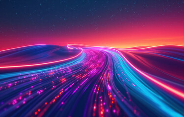 3d render, abstract background, colorful neon lines, digital futuristic wallpaper