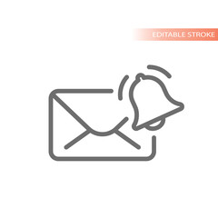 Letter and bell notification vector icon. Email or e mail envelope outline.