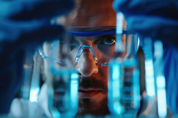 portrait of a man doing scientific research at the lab 