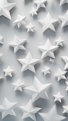 Obraz premium White star shapes, on a light gray background created with Generative Ai
