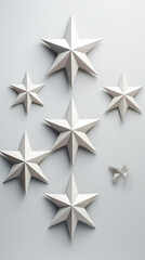 Fototapeta premium White star shapes, on a light gray background created with Generative Ai