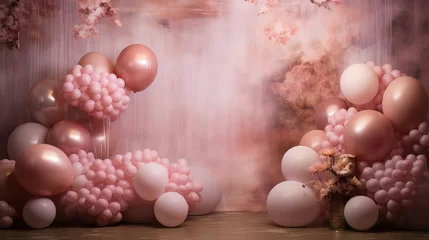 Foto op Aluminium girly backdrop pink background illustration feminine elegant, delicate blush, rose bubblegum girly backdrop pink background © vectorwin