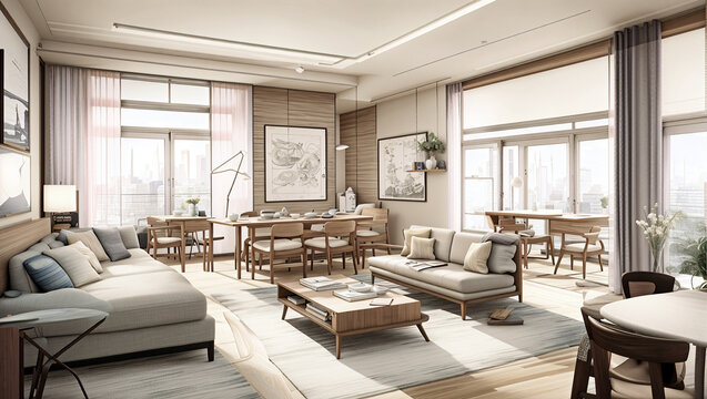 Be enchanted by the visually descriptive and detailed renderings of this apartment. generative AI