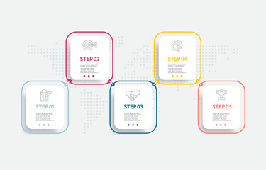 abstract timeline infographic element business data visualization steps report layout template background with business line icon 5 steps