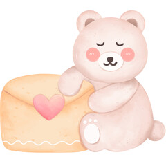 teddy bear with heart in valentine day 