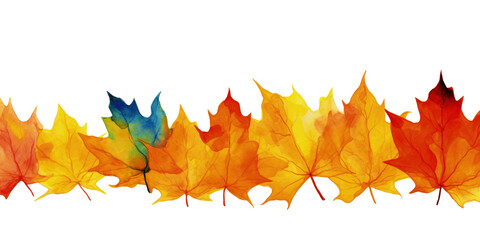 Colorful Leaves on White Background. Banner or Border .