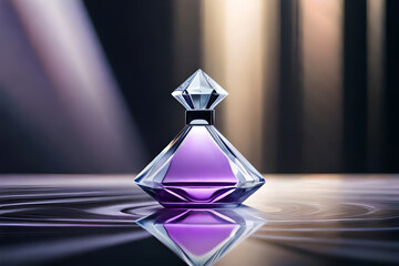 purple  diamond shaped perfume container , reflective percious bottle