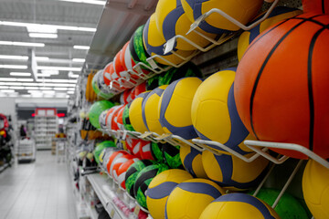 Supermarket Aisles Brim With Goods, Including Rows Of Balls