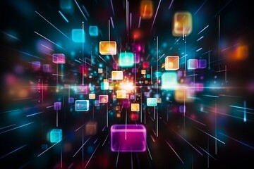 Shimmering cybernetic bokeh with modern tech aesthetics for visually captivating moments