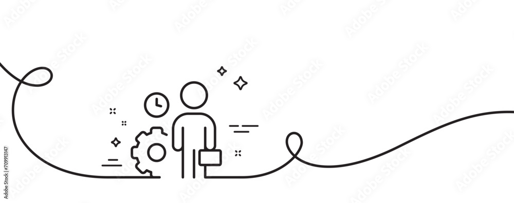 Poster employee line icon. continuous one line with curl. work project sign. job service symbol. employee s
