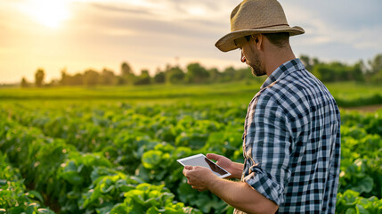 modern agronomist inspects crops in a farmer's field