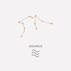 Aquarius constellation vector illustration.