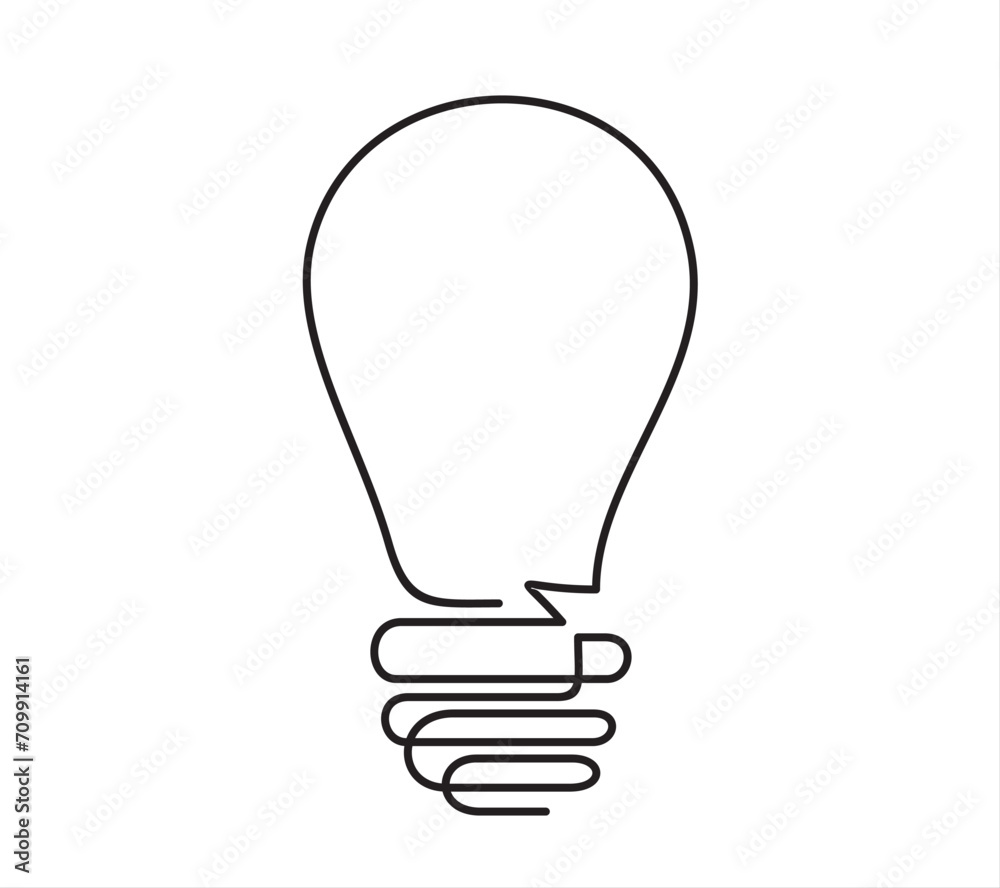 Poster light bulb icon line continuous drawing vector. one line bulb icon vector background. idea light bul