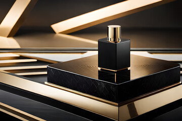 black and golden marble perfume spray flacon concept