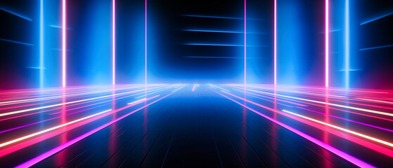 Fototapeta na wymiar Abstract background with neon lights. neon tunnel.