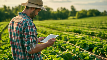 modern agronomist inspects crops in a farmer's field
