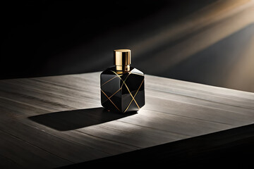 oddly geometrical black and golden marble perfume flacon  template