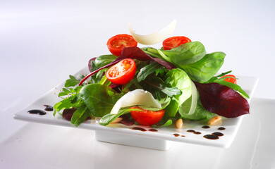 Salat, Tomaten, balsamico, isoliert, Spinat, 