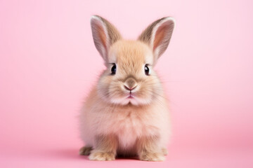 Fototapeta premium cute fluffy rabbit on a pastel background 