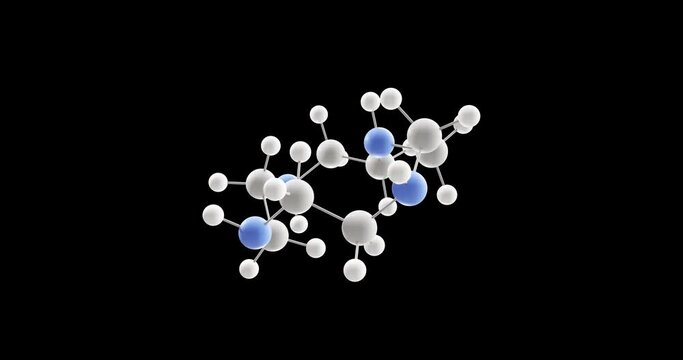Cyclen molecule, rotating 3D model of aza-crown ether, looped video on a black background