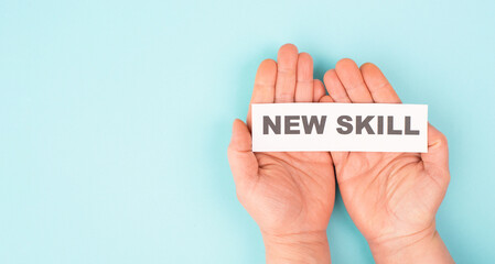 New skill sign, progress, development and education concept, having a goal, online learning,...