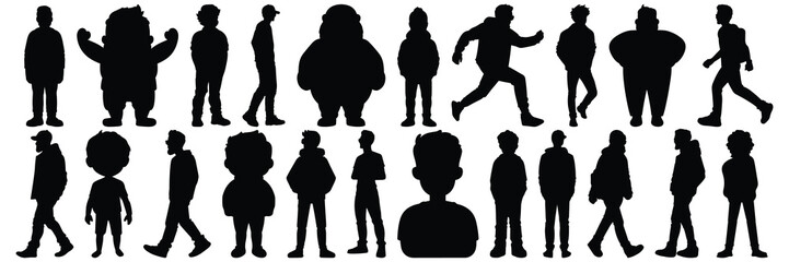 People silhouettes set, large pack of vector silhouette design, isolated white background