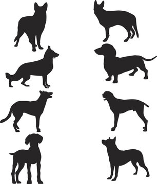 set of silhouettes of dogs