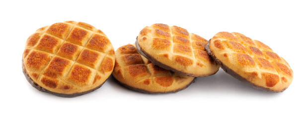 Beautiful round cookies isolated on a white background.