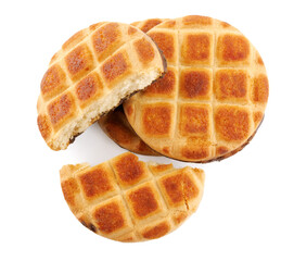 Beautiful round cookies isolated on a white background.