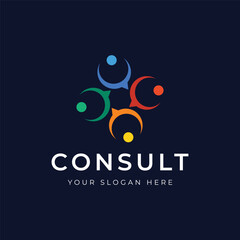 Obraz premium Consultation Logo design with bubble chat sign, unlimited consultation, consultation with people.