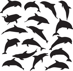 dolphin silhouettes set