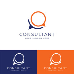 Consultation Logo design with bubble chat sign, unlimited consultation, consultation with people.