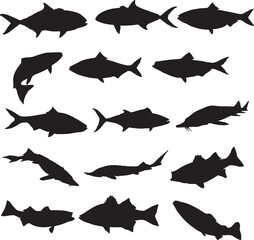set of fish silhouettes