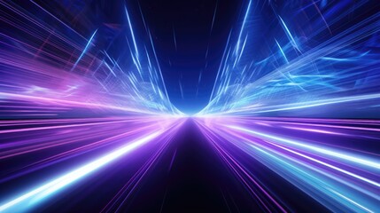 Obraz premium A futuristic space station with various beams of neon lights