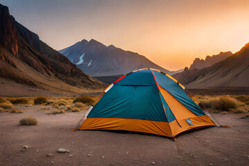colorful camping tent in the canyon  , outdoor activity - obrazy, fototapety, plakaty
