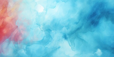 Fototapeta na wymiar Blue turquoise teal mint cyan white abstract watercolor. Colorful art background. Light pastel. Brush splash daub stain grunge. Like a dramatic sky with clouds. Or snow storm cold wind frost winter.