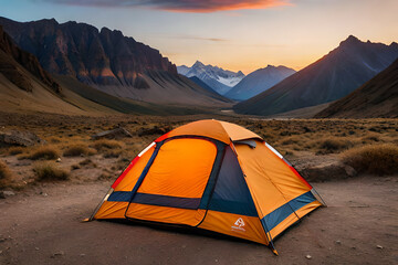 colorful camping tent in the canyon  , outdoor activity - obrazy, fototapety, plakaty