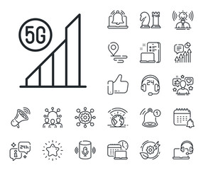 Wireless technology sign. Place location, technology and smart speaker outline icons. 5g wifi signal quality line icon. Mobile internet symbol. 5g wifi line sign. Vector
