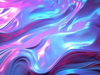 Obraz premium Holographic pink and blue frosted molten plastic jelly waves background texture. Trendy iridescent abstract neon webpunk or vaporwave aesthetic surreal wavy marble pattern. 3D rendering.