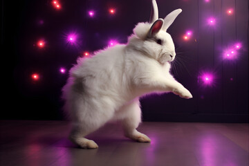 Cute bunny disco dancing