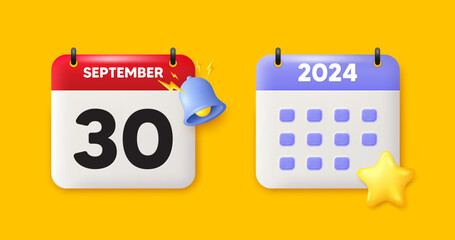 30th day of the month icon. Calendar date 3d icon. Event schedule date. Meeting appointment time. 30th day of September month. Calendar event reminder date. Vector