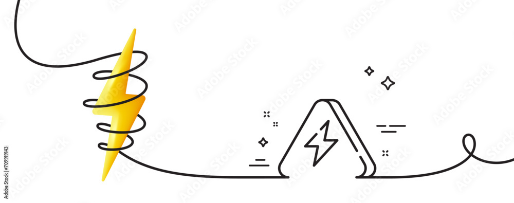 Poster power line icon. continuous one line with curl. flash electric energy sign. lightning bolt symbol. l