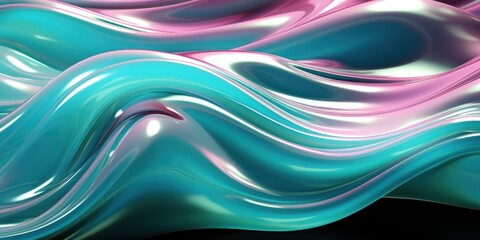 Fototapeta premium Holographic pink and blue frosted molten plastic jelly waves background texture. Trendy iridescent abstract neon webpunk or vaporwave aesthetic surreal wavy marble pattern. 3D rendering.