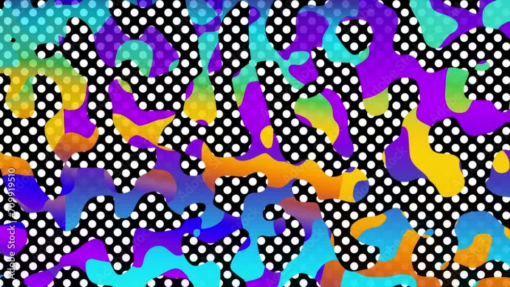 Poster abstract background digital dot loop. 4k looping footage. cartoon abstract polka dots collage style