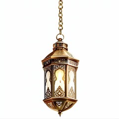 Obraz premium Golden Chain Lantern with Islamic Ornaments, Elegant Clip Art Illustration