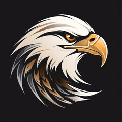 Fototapeta premium Eagle head vector illustration isolated on black background.