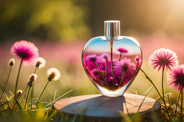heart shaped red perfume flacon , romantic perfume template