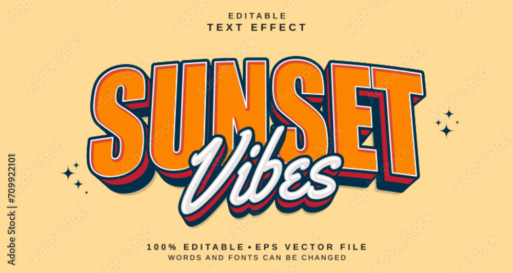 Fototapete editable text style effect - sunset vibes text style theme.